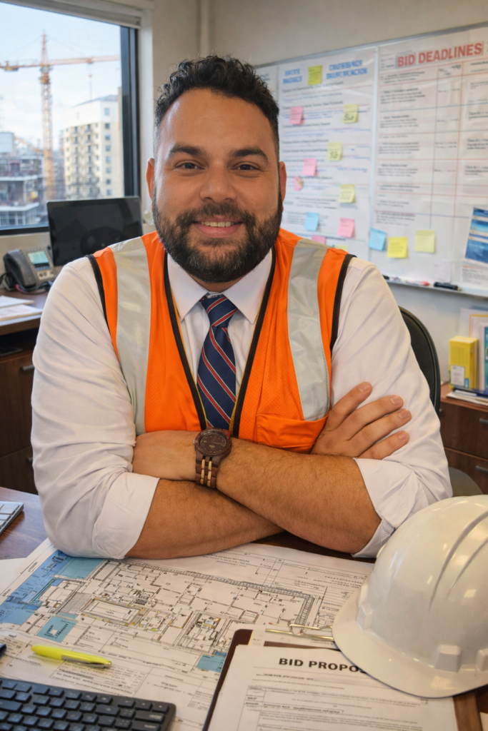 Construction manager at work in an office